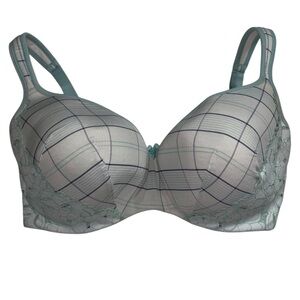 Cacique‎ Blue Plaid Lightly Lined Balconette Bra Size 38G